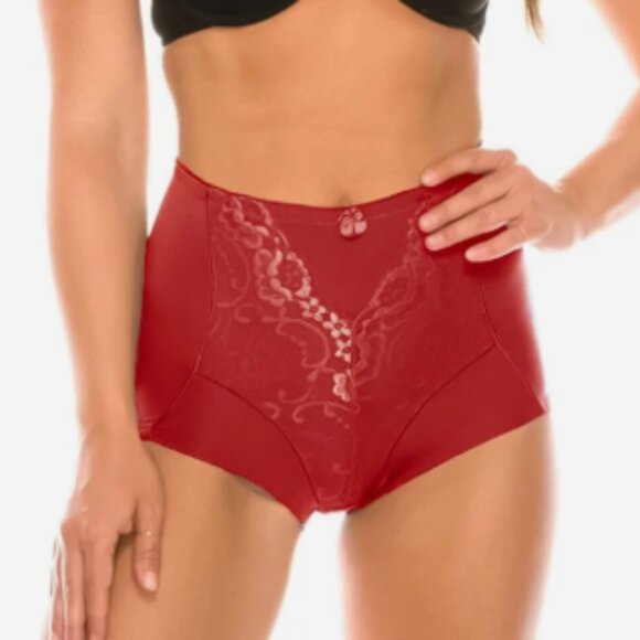 Jennifer Other - Hi Waist Microfiber Full Cover Brief / Red / 2XLarge